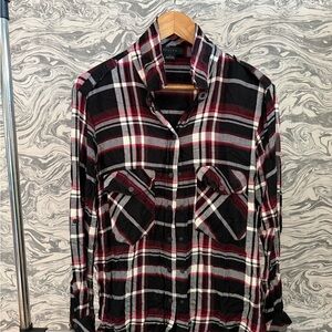 Sanctuary Black and Red Plaid Casual Shirt